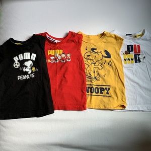 Lot of 4 Peanuts Snoopy Puma Baby Gap shirts 2T